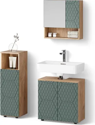 Immagine prodotto di Set mobili bagno Livinity Ronco Quercia verde/oro 3 parti, Model 52931