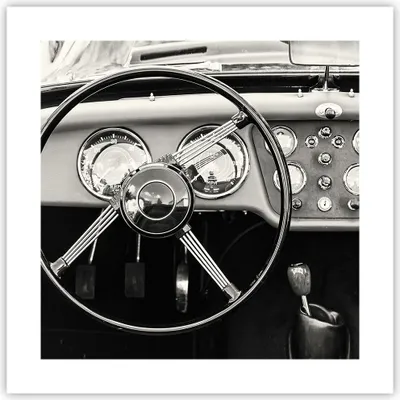 Produktbild von Poster - Poster ohne Rahmen - Lenkrad Auto Vintage - 40x40 cm - Wand Bild - Wanddeko - Wandbilder - Kunstposter - Wandposter - Bilder - Kunstdruck - Wanddekoration - Wandbild - P2XAC40x40-4853