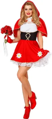 Produktbild von W4284-42 rot-weiß Damen Kleid Rotkäppchenkostüm Gr.42