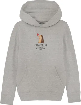 Produktbild von Mr. & Mrs. Panda Kinderpullover Igel Luftballon 7-8 Jahre (122/128) - Heather Grey - Geschenk, Happy Birthday, Hoody, Pullover, Hoodie, Geburtstagskind, Lustige Sprüche