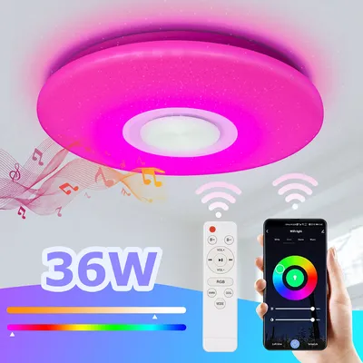 Produktbild von Jopassy 36W LED Deckenleuchte mit Sternenhimmel-Effekt für den Flur im Wohnzimmer, Bluetooth-Musik