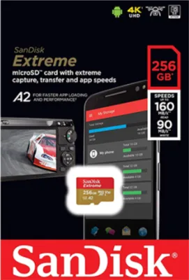 Immagine prodotto di Scheda di memoria SanDisk Extreme microSDXC A2 UHS-I U3 V30 190MB/s da 256 GB, senza adattatore