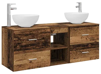 Produktbild von vidaXL Badezimmerschrank-Set 3 stk. Altholz 49,5 x 35 x 63 cm