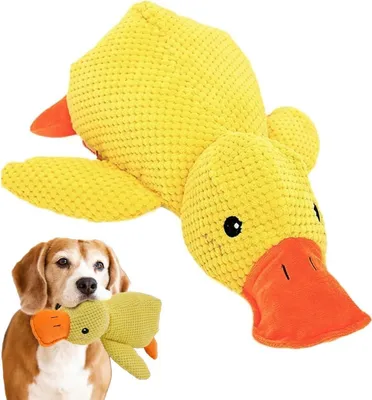 Produktbild von Hundespielzeug Ente, weicher Plüsch, für Welpen, gelb, für interaktives Spiel