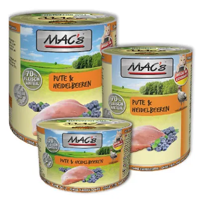 Produktbild von 6 x 800g MAC's Cat Pute & Heidelbeere