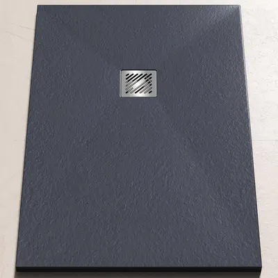 Produktbild von doporro Duschwanne Duschtasse 80x120x3cm aus Mineralguss in Anthrazit Rechteckig DIN-Anschlüsse für bodenebene Montage geeignet Geoma09