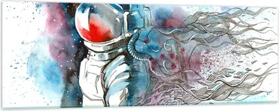 Produktbild von Bilder auf glas - Astronaut Universum Astronomie Entdecker - 90x30cm - Glasbilder - Wandbilder - Kunstdruck - Wanddekoration aus Glas - Glas Bilder - Wandbild auf Glas - GAB90x30-2993