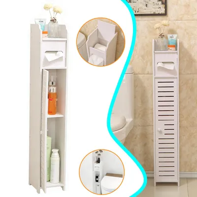 Produktbild von Kleiner WC-Aufbewahrungsschrank, Toilettenpapierhalter, Badezimmerschrank, für Wohnzimmer, Küche, Flur