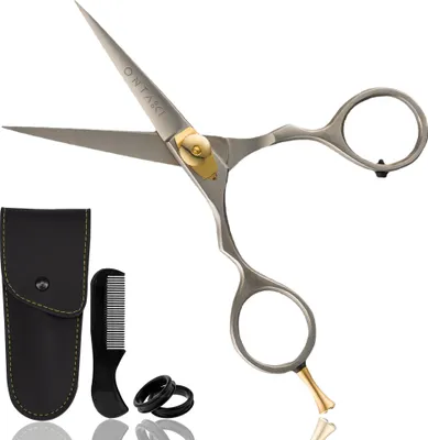 Immagine prodotto di Forbici per barba e baffi ONTAKI in acciaio giapponese di alta qualità (14 cm) - Argento