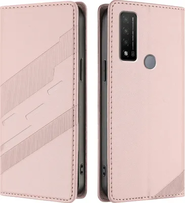 Produktbild von Hülle für TCL 20 R 5G, Kunstleder Brieftaschen Handyhülle mit Kartenfach und Standfunktion Pink