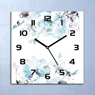 Produktbild von Wanduhr Echt-Glas-Küchenuhr Blaue Frühlingsblume Quarz 30x30 Deko Bilder