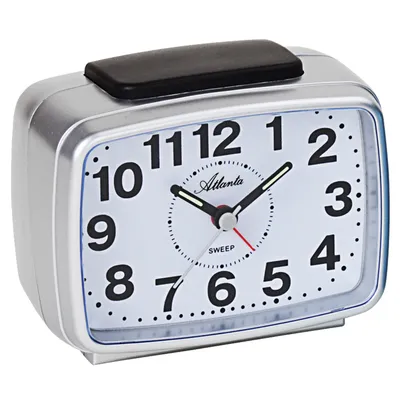 Produktbild von Atlanta 1323/19 Wecker Quarz analog silbern leise ohne Ticken mit Licht Snooze