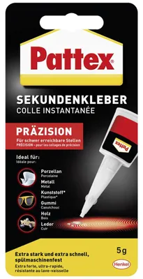 Produktbild von Pattex Sekundenkleber, Präzision flüssig, Flüssigkeit, Quetschflasche, 5 g