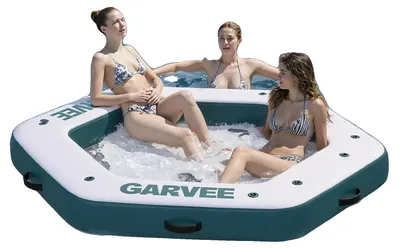 Produktbild von Aufblasbarer Schwimmdock, Militärgrad PVC, 259 x 259 cm, Rutschfester EVA-Schaum, Unterstützt mehrere Benutzer, Geeignet für Kinder ab 8 Jahren
