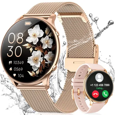 Produktbild von Smartwatch Damen 4.7mm ultradünn mit 120+ Sportmodi/Pulsuhr/Blutdruck,1,43″ AMOLED,SpO2/Schlafmonitor,Zyklus,Stressmessung,20 Tage Akku,P68,Geschenk