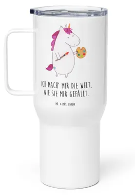 Produktbild von Mr. & Mrs. Panda Thermobecher Einhorn Künstler - Weiß - Geschenk, Welt, Einhörner, Unicorn, Edelstahlbecher, Kaffee-to-go-Becher, Thermos-Becher, Teetasse, thermosbecher