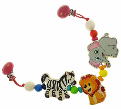 Produktbild von Hess Wagenkette Wildlife mit Zebra Löwe und Elefant Kinderwagen Holzspielzeug
