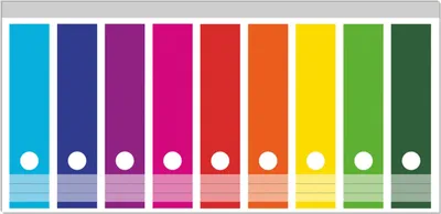 Produktbild von Wallario Ordnerrücken Sticker, selbstklebend für breite Ordner, 9 Stück, Motiv Kräftiger bunter Regenbogen