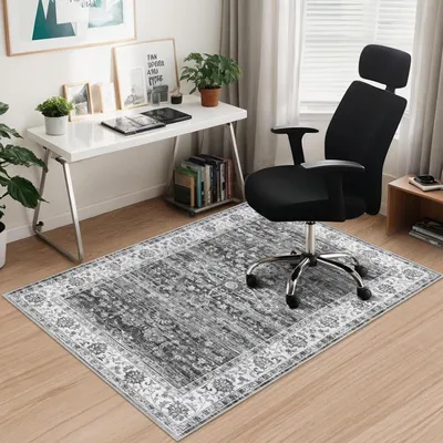 Image de Tapis de chaise de bureau antidérapant pour sol en bois, 120 x 150 cm