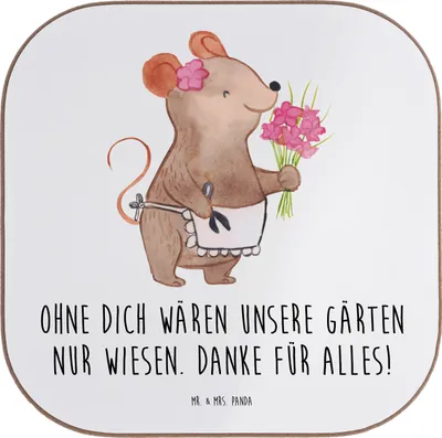 Produktbild von Mr. & Mrs. Panda Holzuntersetzer Dankbarer Gärtner - Weiß - Geschenk, Coaster, Untersetzer Gläser, Natur, Bedanken, Gartenarbeit, Unsere Gärten, Tischschoner, Blumen, für