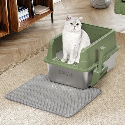 Immagine prodotto di Lettiera aperta XL per gatti con base in acciaio, dotata di lettiera per sabbia, paletta per la pulizia