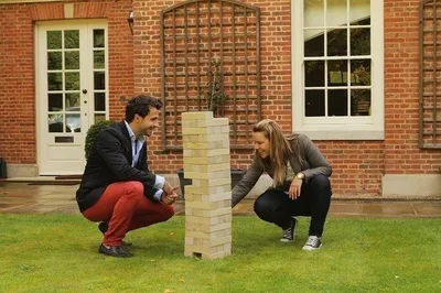 Immagine prodotto di Gioco della torre impilabile - Gioco tattico - 28 kg - Fino a 150 cm di altezza - Legno duro ECO di prima qualità -  India - Progettato in Inghilterra. - In una robusta borsa per il trasporto