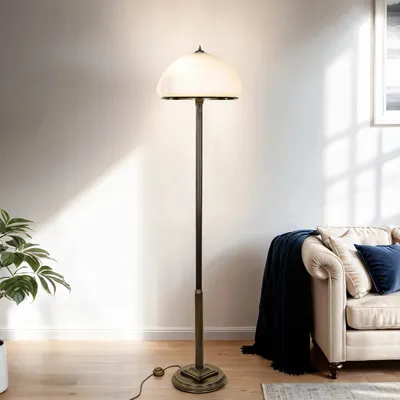 Produktbild von Stehlampe Weiß Messing E27 170 cm Glas Metall Jugendstil Stehleuchte Wohnzimmer