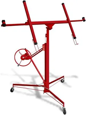 Productafbeelding van XXL plaatlifter tot max. 68 kg voor gipsplaten, werkhoogte 140-350 cm, in hoogte verstelbaar tot max. 290 cm, draagarmbreedte, eenvoudige aanpassing, kleur: rood