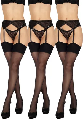 Produktbild von BANANALU 20 Den Strapsstrümpfe elastische Strapsen für Damen Segreto 20  Nero - 3er Set M/L