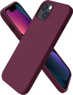 Produktbild von ORNARTO iPhone 13 Silikon Case Hülle Ultra Dünn Voller Schutz Flüssig Silikon Weinrot