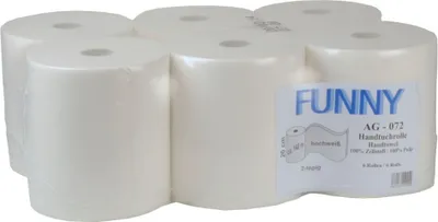 Produktbild von FUNNY Handtuchrolle mit Spezialkern 2 lagig mit 4er Kern Ø 19 cm 21 cm, ca. 140 m 6 Rollen