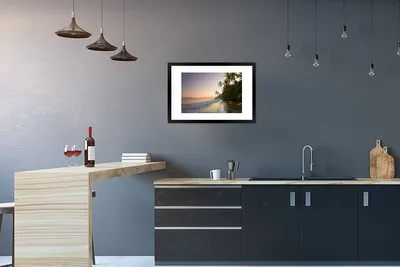 Produktbild von MuchoWow® Gerahmtes Poster Strand - Sonnenuntergang - Tropisch 60x40 cm - Poster mit Schwarzem Bilderrahmen Wandposter Rahmen Foto Bilder - Schlafzimmer - Plakat in Rahmen - Drucken