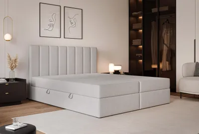 Image de Lit rembourré LEO 180 × 200 cm, lit double / lit pour adolescent, lit classique, lit avec coffre de rangement et surmatelas, coloris gris, Herbi 40