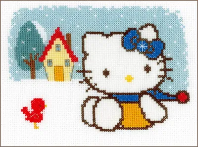 Obrázek produktu pro Vervaco křížková výšivka "Hello Kitty Winter", počítaný vzor, 18x13cm
