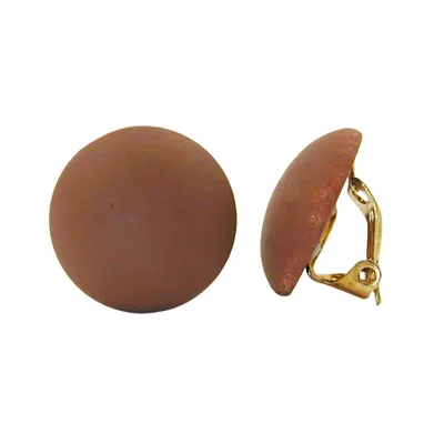 Produktbild von Clip Ohrring 18mm braun matt Kunststoff-Bouton braun 18mm