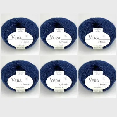 Productafbeelding van 6 bollen Vera van Permin – Jaarrondsgaren gemaakt van Chainette, babyalpacawol en katoen (125m/50g) (kleur 11: koningsblauw)