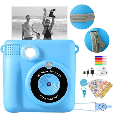 Produktbild von Kamera, Sofortbildkamera Geschenke für 3-12 Jahre Jungen und Mädchen, Kamera mit 32GB TF Karte, Druckpapier