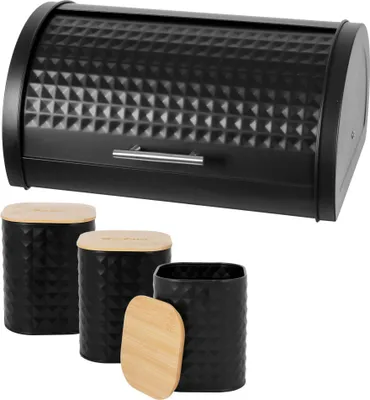 Produktbild von Stahlbrotkasten mit Diamantdeckel im Set mit 3 BRUNBESTE BB-2696 Behältern