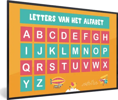 Produktbild von MuchoWow® MuchoWow® Gerahmtes Poster Kinderzimmer - Alphabet - Bildung - Mädchen - Jungen - Kinder 30x20 cm - Poster mit zchwarzem Bilderrahmen - Kunstdruck - Bild-Poster