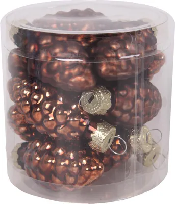 Produktbild von TrendLine Weihnachtskugeln aus Glas Tannenzapfen Ø 6 cm espresso 12 Stück