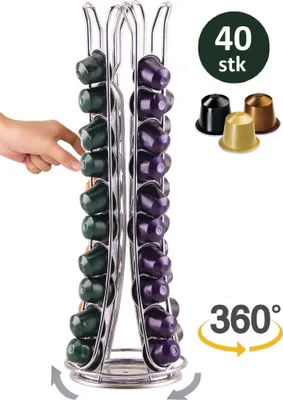 Immagine prodotto di Portacapsule da caffè girevole per 40 capsule compatibile con il dispenser portacapsule Nespresso