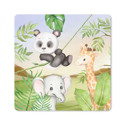 Produktbild von MuchoWow® Mauspad Mousepad Dschungel - Blätter - Tiere - Grün 20x20 cm - Mousepads - Maus Mat - Pad - Mausunterlage - Desk Mat - Bureauartikeln