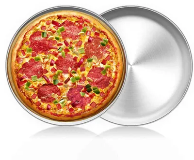 Immagine prodotto di 2 teglie rotonde per pizza, diametro 30 cm, in acciaio inossidabile con rivestimento antiaderente