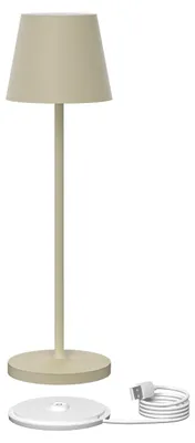 LED-Tischlampe mit Akku, dimmbar, warmweiß, dünenbeige