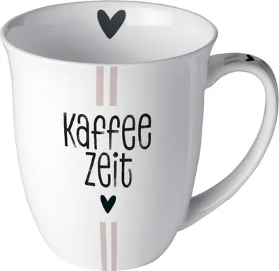 Produktbild von Tasse 10cm Porzellan mit Kaffeezeit Schriftzug Weiß Rosa