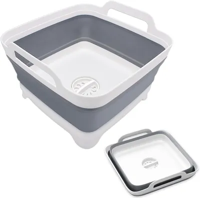 Produktbild von Faltbare Camping Spülschüssel, weiß grau, 31.5 x 30.5 x 20 cm, PP und TPR, für Camping