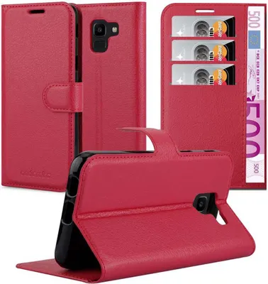 Produktbild von Cadorabo Hülle für Samsung Galaxy J6 2018 Schutz Hülle in Rot Handyhülle Etui Case Cover Magnetverschluss