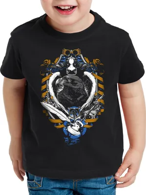 Produktbild von style3 Wappen Zauberschule T-Shirt Kinder zauberei rabe adler schlange
