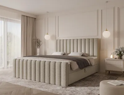 Produktbild von Emlar Boxspringbett Cansas MAX 200x200 - Komplett-Set mit Matratze und Topper - Polsterbett mit Bettkästen - Boxspringbett Creme (Quelle 06)