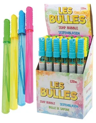 Produktbild von Seifenblasenstab 37cm 120ml farbig sortiert Lieferumfang 5 Stück sortiert